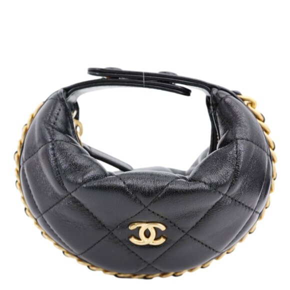 Chanel  Chain Around Mini Quilted Lambskin Leather Pouch Black - Picture 1 of 13